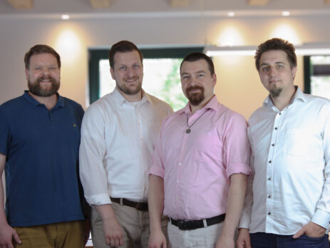 Das Team von DigiCura fühlt sich sehr wohl im TZN: (v.l.) Benjamin Harich, Simon Domke, Christoph Husberg und Michael Gajda. Foto: DigiCura